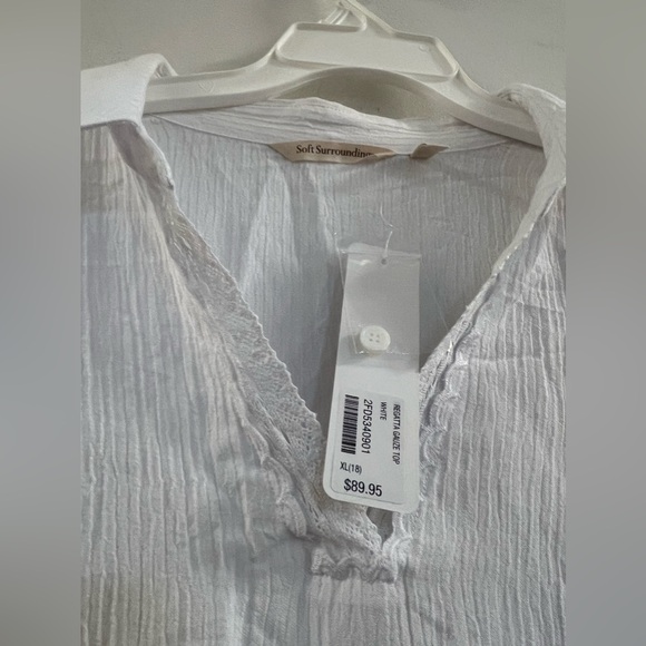 Soft Surroundings Regatta White Gauze V-Neck Top - Picture 10 of 13